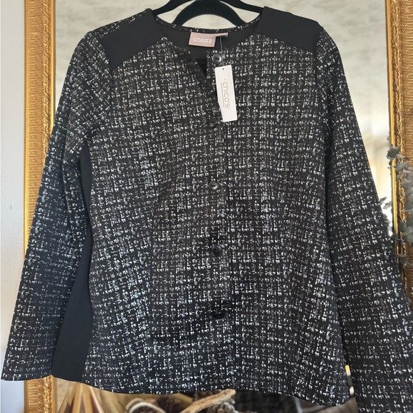 Chico's Black and White Textured Jacket